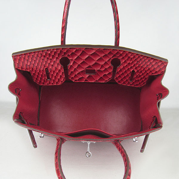 Replica Hermes Birkin 30CM Fish Veins Leather Bag Dark Red 6088 On Sale